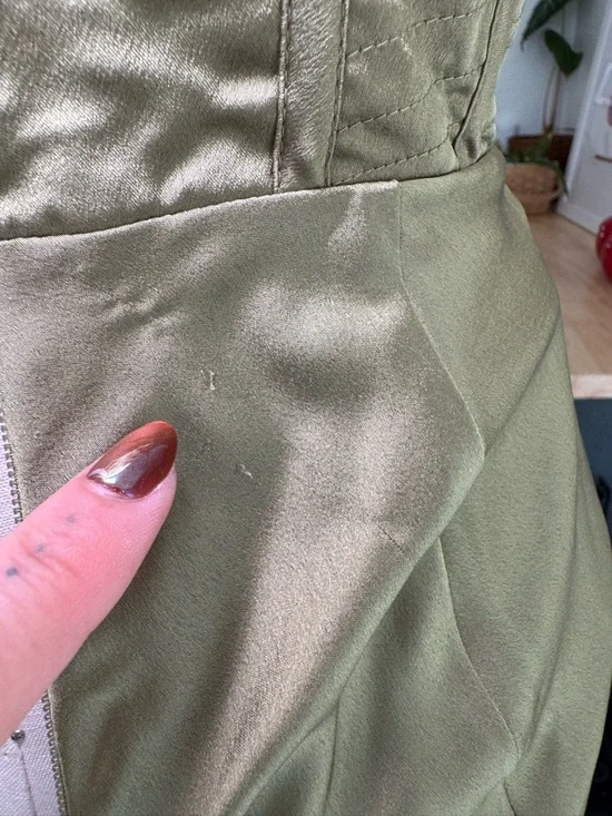 House of CB Olive Green Satin Corset Midi Dress - Picture 7 of 8